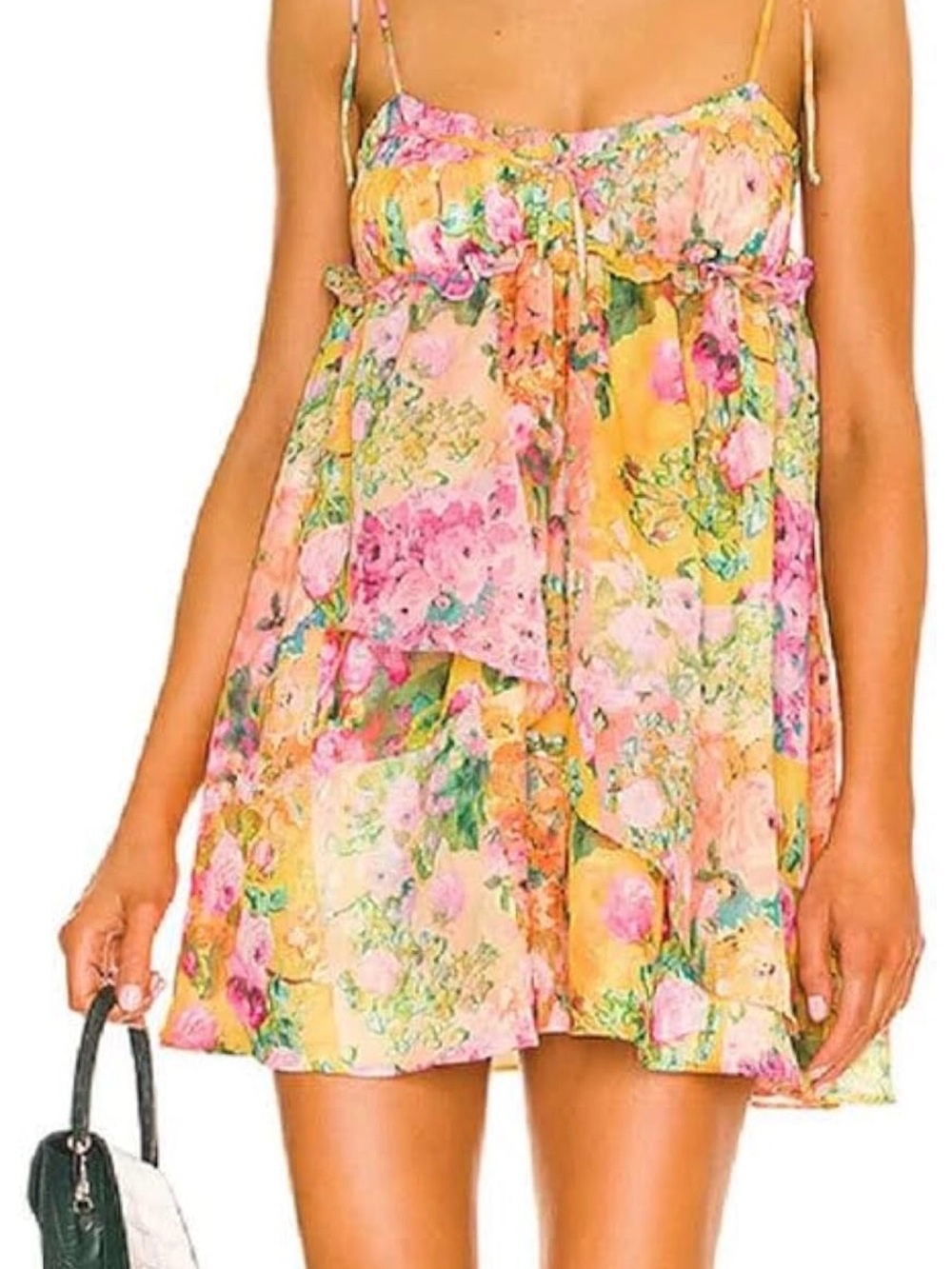 Floral Spaghetti Strap Mini Dress in Yellow & Pink for love and lemons inspired
